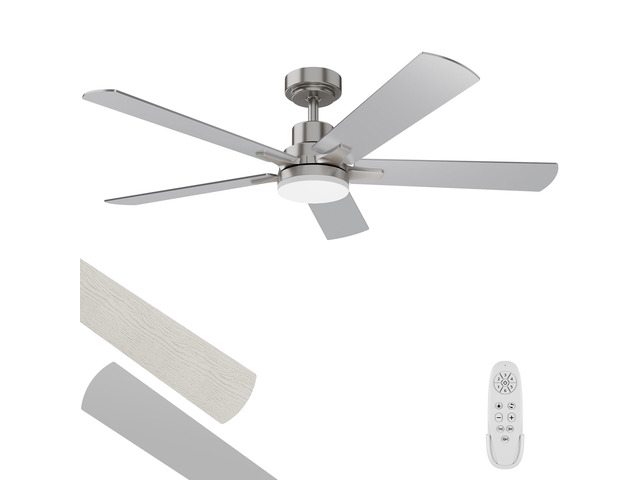Ceiling Fan With Light 52-Inch, Remote Control Reversible DC Motors, 3CCT Dimmable Timer Noiseless, Nickel Ceiling Fan for Bedroom Living Room,...
