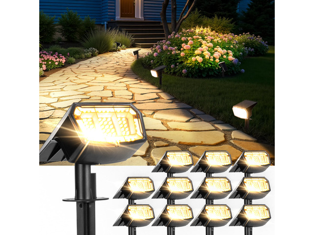 Solar Spot Lights Outdoor Waterproof, Solar Spotlights 12 Pack Warm White 63 LED 3 Lighting Modes Solar Landscape Spotlights for Yard, Garden,...