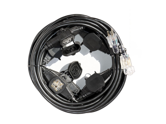 50FT 12 Gauge SJTW Power Extension Cord 3 Prong,5-15R Cable Male Plug to Female Connector,Multiple Evenly-Spaced Plug,Suitable for Stage Setting or...