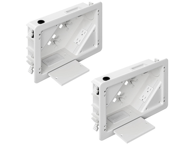 in-Wall TV Box with Flange for Home Theater Installation, Cord Hider for Wall Mounted TV, with 2 Duplex Outlets, Cable Bracket, LV Cable & 1-1/2'...
