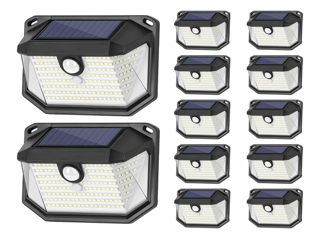 Solar Outdoor Lights, 12-Pack Super Bright 178 LEDs Motion Sensor Wall Light with 270° Wide Angle & 3 Modes, Waterproof Solar Powered Security...