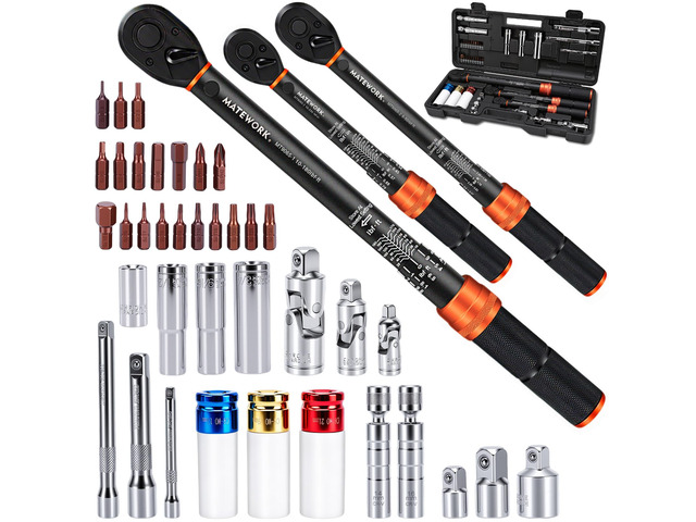 41PCS Torque Wrench Set 1/4 3/8 1/2-Inch Drive, Complete Click Torque Wrench Kit with Sockets, Bits, Extension Bars & Adapters, ±3% Accuracy...