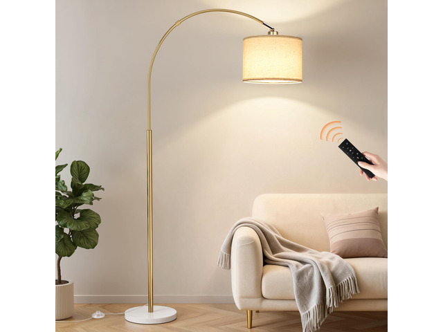 Dimmable Arc Floor Lamp with Remote, Color Temp Adjustable, Marble Rotating Head, Foot Switch & Remote, Arched Floor Lamp for Living Room Bedroom,...