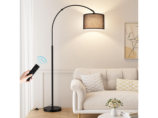 Dimmable Arc Floor Lamp with Remote, Color Temperatures Adjustable Rotating Head, Foot Switch & Remote, Arched Floor Lamp for Living Room Bedroom...