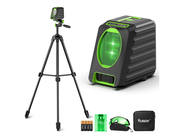 Laser Level and 60in Tripod, 150°/150Ft Laser Level with Pulse Mode Self Leveling Lazer Leveler Tool Switchable Green Cross Line for Picture...