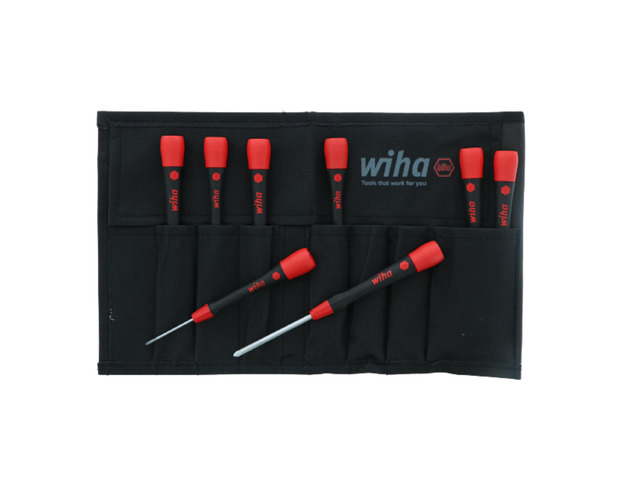 26193 Slotted & Phillips Screwdriver Set, 8 Piece, Soft PicoFinish Handles, Canvas Pouch, Chrome Finish