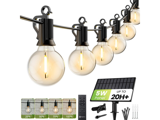 158FT Solar String Lights Outdoor, IP65 Waterproof, Remote, Timer Patio Lights with 75 LED Shatterproof Bulbs, 3 Light Modes, Dimmable, Outside...