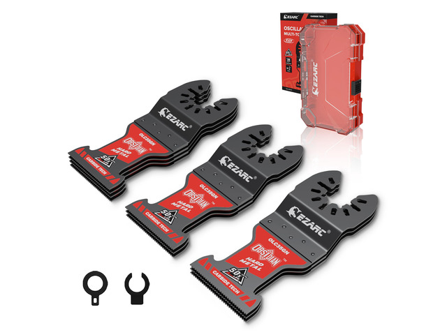 Obsidian Carbide Oscillating Saw Blades for Hard Metal, 10-Pack TiCN Coating, Up to 50x Longer Life, 20% Thinner, 50% Faster Cuts, for Bolts,...