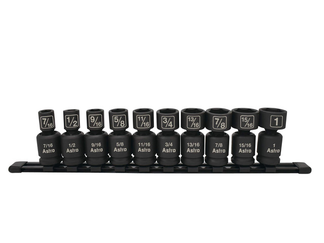 Astro Pneumatic Tool 78240 10Piece 1/2' Drive Nano Pinless Universal Impact Sockets - SAE