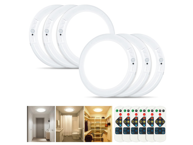 Wireless Rechargeable Ceiling Light, Motion Sensor Light Indoor with Remote 6 Packs Battery Operated Led Night Lights for Bedroom Hallway, Living...