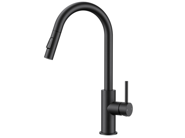 Kitchen Faucet with Pull Down Sprayer, Black High Arc Gooseneck Lead-Free, Stainless Steel, Single Handle, Fits for 1 or 3 Hole Sink, Laundry,...