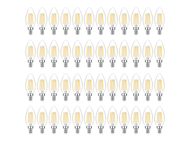 48-Pack Dimmable E12 LED Candelabra Bulbs 60W Equivalent, 2700K 6W, B11 Candle Base, 600 Lumens, LED Filament, High CRI, Vintage Light Bulb for...