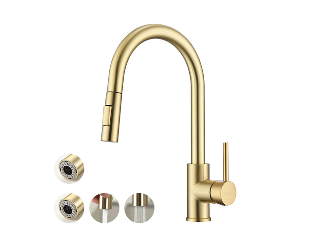 Gold Kitchen Faucet with 2PCS Sprayers,Spare Soap Dispenser Including 1pc Extra Sprayer,Spare Soap dispenser,cUPC cartridge,High Value
