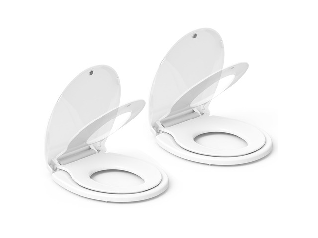 Toilet Seat, Round Toilet Seat with Toddler Seat Built in, Potty Training Toilet Seat Round Fits Both Adult and Child, with Slow Close and Magnets-...