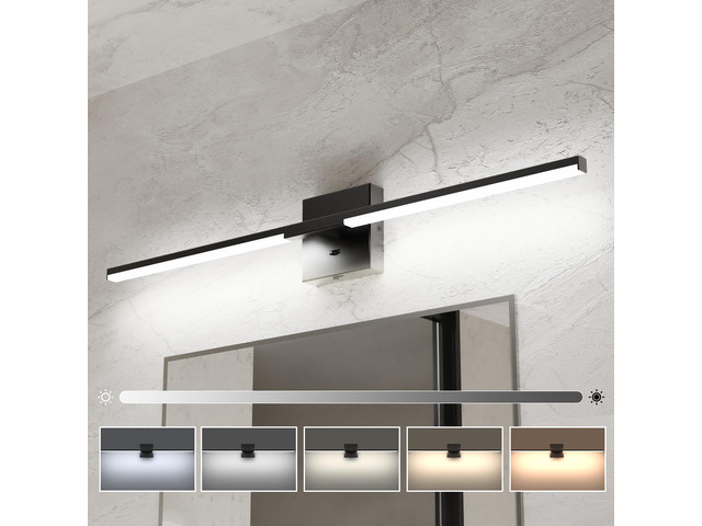 32' Modern Black Bathroom Vanity Lights, Built-in Dimmer, 5CCT 360° Rotatable Light Bar, Dimmable, Hardwired Installation, CRI 85+, Moisture-Proof,...