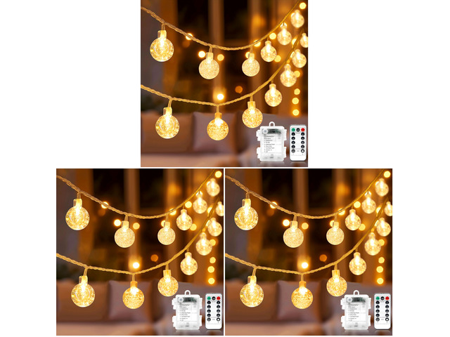 Globe Fairy Lights Battery Operated 33ft 80LED String Lights with Remote Waterproof Indoor Outdoor Hanging Decorative Christmas Lights for Home...