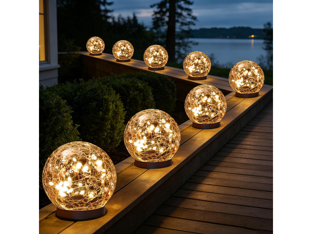 Solar Globe Lights Outdoor Waterproof-Solar Balls-Solar Garden Lights Orbs Solar Globe Lights for Outside 6 Pack Cracked Glass Ball for Lawn Patio...