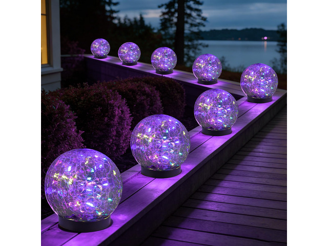 Solar Globe Lights Outdoor Waterproof-Solar Balls-Solar Garden Lights Orbs Solar Globe Lights for Outside 6 Pack Cracked Glass Ball for Lawn Patio...