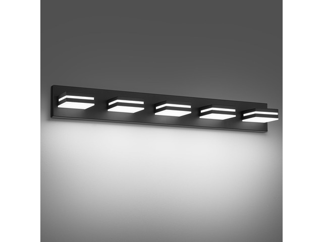 Modern LED Small Black Acrylic Bathroom Lights Fixtures 5-Light Wall Lighting,Vanity Lights for Bathroom Over Mirror 6000K 350°RotateNo Assembly...