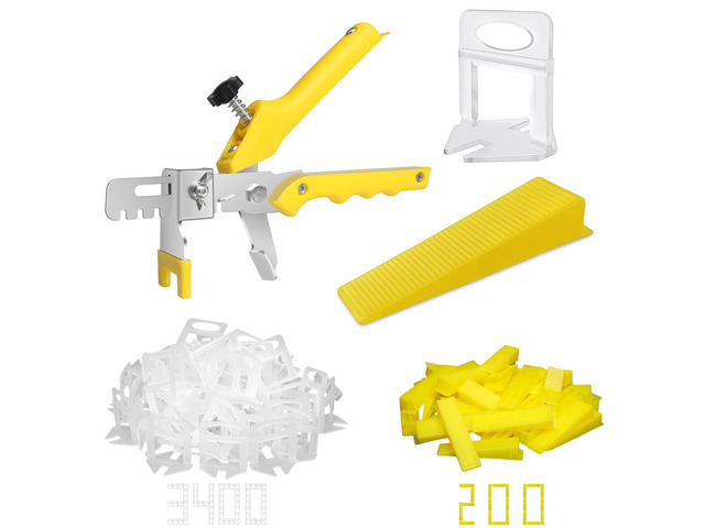 Tile Leveling System with Plier,3400 Tile Spacers 1/16' and 200 Wedges Tile Leveling Clips with Tile Plier, Anti Lippage Tile Leveler Spacers for...