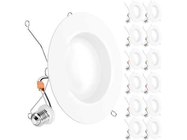 12 Pack 6 Inch Retrofit LED Recessed Lighting Can Downlight, 13W=75W 965LM, 5000K Daylight, Smooth Trim, Dimmable LED Recessed Downlight, for...
