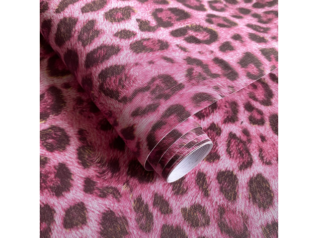 Upgrade Pink Leopard Print Peel and Stick Wallpaper, 17.3' x 1200' Waterproof Removable Self Adhesive Wallpaper, Unique Funky Cheetah Contact Paper...