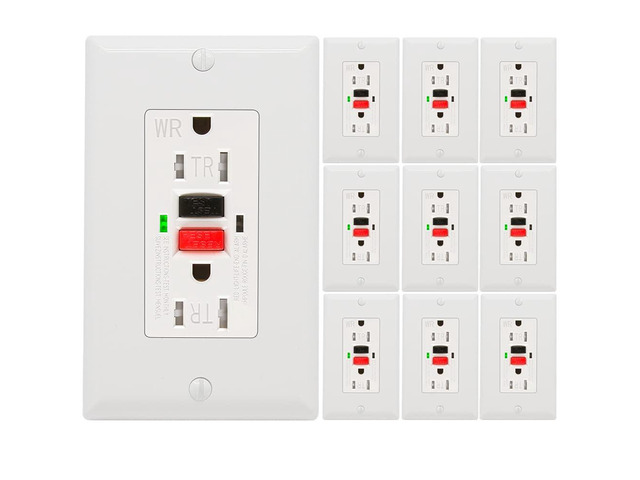 10 Pack GFCI Outlet 15 Amp, Tamper Resistant, Weather Resistant