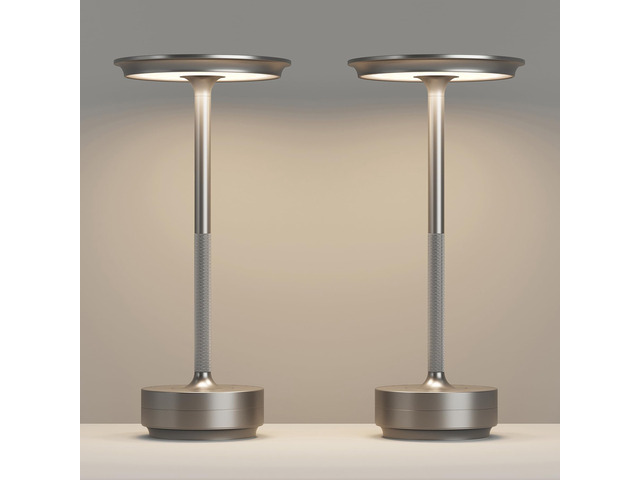 2 Pack Cordless Table Lamps Rechargeable, 5000mAh LED Table Light Portable 3 Color Stepless Dimming Battery Powered Table Lamp with Memory Function...
