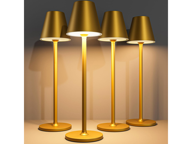 4-Pack Cordless Table Lamps - 5000mAh Rechargeable Battery Operated Desk Lamp, 3-Level Dimmable LED Night Light for Bedroom, Dining, Restaurant -...