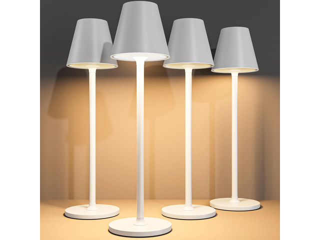 4-Pack Cordless Table Lamps - 5000mAh Rechargeable Battery Operated Desk Lamp, 3-Level Dimmable LED Night Light for Bedroom, Dining, Restaurant -...