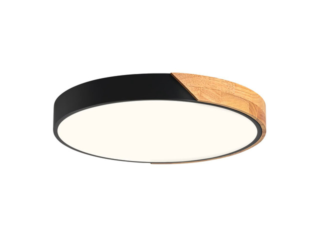 Modern LED Ceiling Light, Minimalist Wood Dimmable Flush Mount Ceiling Light Fixture, Round 5CCT Lighting Lamp with Acrylic Lampshade for Bedroom...