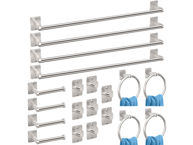 20-Piece Brushed Nickel Bathroom Hardware Set, 24 inch Towel Bar Towel Racks for Bathroom Accessories Set, Robe Towel Hooks, Toilet Paper Holder...