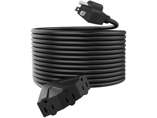 100FT Outdoor Extension Cord with Multiple Outlets 14 Gauge, 3-Outlet, SJTW, 15A 14AWG 1875W SJTW, ETL Listed - Great for Garage, Garden and...