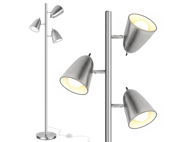 Tree Floor Lamp with 3 Light Bulbs, Standing Tall Pole Lamps for Living Room Bedroom Office, Reading Stand up Lamps with 3 Adjustable Arms,Brushed...