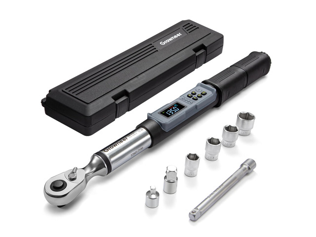 Digital Torque Wrench, 5-99.6 Ft-lbs/6.8-135 Nm, 3/8'' Drive Rachet Torque Wrench with Buzzer & Colorful LED Indicator, Electronic Torque Wrench...