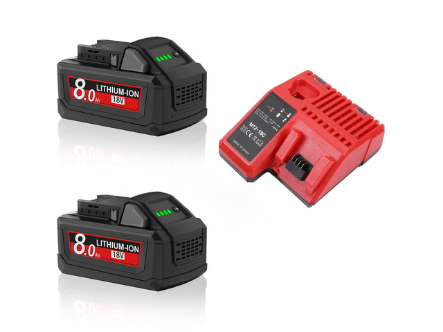 2Pack 8.0Ah Replacement for Milwaukee M18 Battery Charger Kit 18V Batteries Compatible with 18 Volt 8-11-1810 48-11-1815 48-11-1820 48-11-1850...