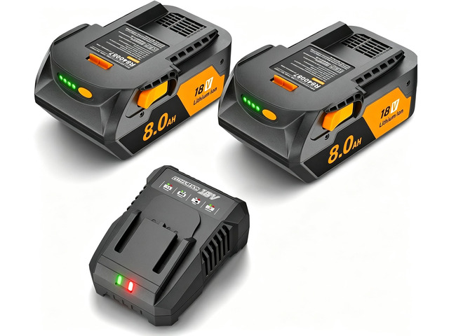 2Pack 8.0Ah Replacement for Ridgid 18V Battery and Charger Compatible with Ridgid 18 Volt Lithium Battery R840087 R840085 R840086 R840089 R840083...