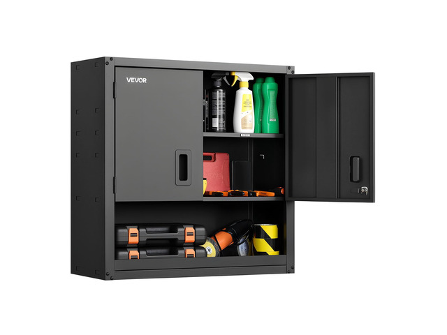 Metal Wall Cabinet, 30W x 12.01D x 30H Inch, Steel Floating Hanging Storage Cabinet with Locking Doors and Adjustable Shelf for Garage, Basement,...