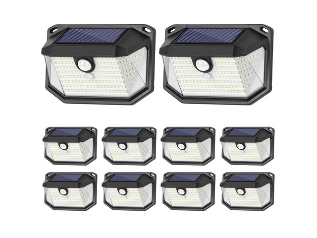 Solar Outdoor Lights, 10-Pack Super Bright 178 LEDs Motion Sensor Wall Light with 270° Wide Angle & 3 Modes, Waterproof Solar Powered Security...