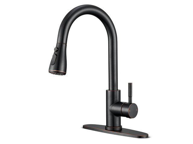 Oil Rubbed Bronze Kitchen Faucets with Pull Down Sprayer, High Arc Single Handle Stainless Steel Kitchen Sink Faucet for 1 or 3 Hole, Ideal for...