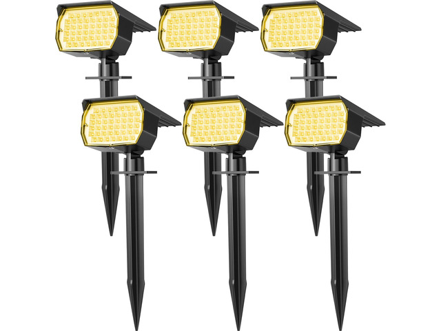 Solar Spot Light Outdoor Landscape Spotlights 6 Pack Warm White 46LED, 3 Mode, Auto On/Off Landscape Spotlights Solar Powered Flood Lights for...
