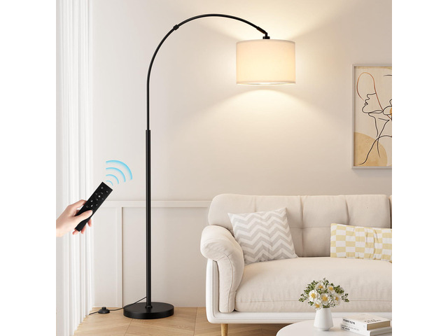 Dimmable Arc Floor Lamp with Remote, Color Temp Adjustable Rotating Head, Foot Switch & Remote, Arched Floor Lamp for Living Room Bedroom Office,...