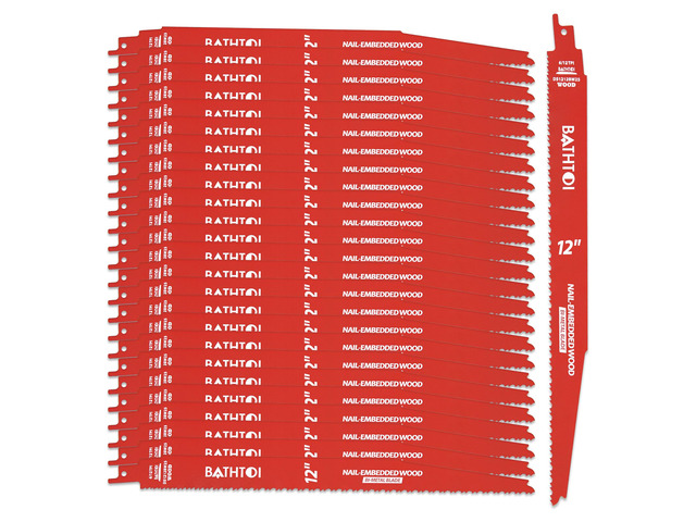 25 Pack 12 Inch 6/12 Tpi Reciprocating Saw Blades for Nail-Embedded Wood for Wood & Nail-Embedded Wood, Bi-Metal Sawzall Blades, Dual Tooth Design,...