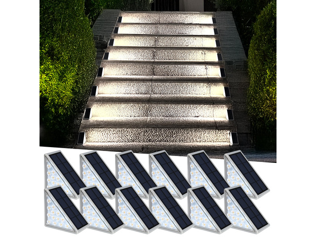 Solar Step Lights - Waterproof Outdoor Decor, IP67 Solar Lights for Yard, Patio, Garden, Walkways, Front Door, Pathway, Driveway (12)