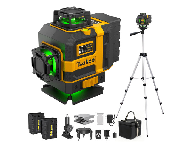 Cross Laser Level - 360Â° Self Leveling Laser for Tile, Picture Hanging, Home Renovation, Indoor Project (Dark Yellow)