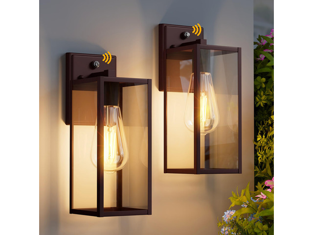 2 Pack 15'' Oil Rubbed Bronze Dusk to Dawn Outdoor Front Porch Lights for Outside, Large Exterior Lighting Fixtures Wall Mount for House, Wall...