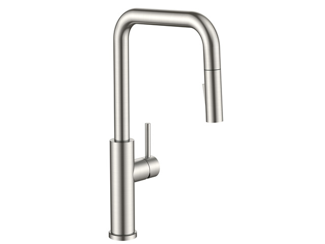 Kitchen Faucet with Pull Down Sprayer, Stainless Steel High U-Spout Lead-Free, Single Handle, Brushed Nickel Sink Faucet, 1 or 3 Hole Deck Mount...