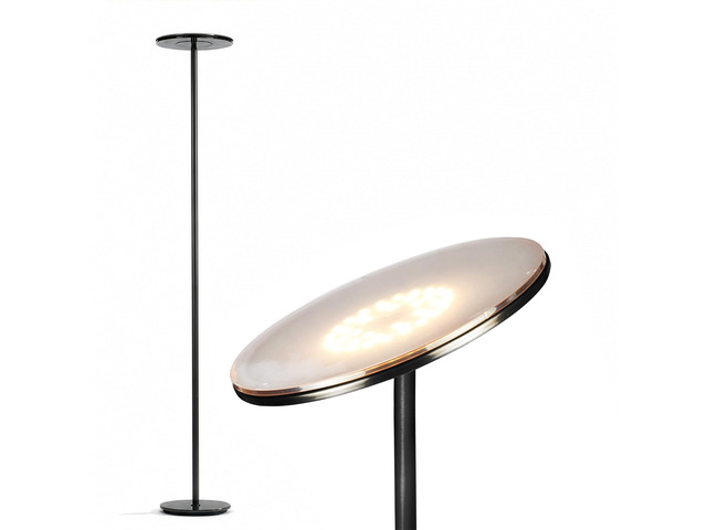 Sky LED Floor lamp, Torchiere Super Bright Floor Lamp for Living Rooms & Offices - Dimmable, Tall Standing Lamp for Bedroom Reading - Black Chrome
