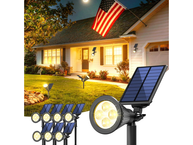 8 Pack Solar Spot Lights Outdoor Waterproof with Focus Beam Solar SpotLights for Flag Tree, 2 Lighting Modes, Solar Landscape Lights for Yard...