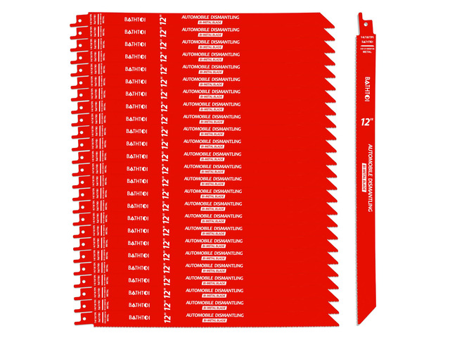 25 Pack 12 Inch 14/18 Tpi Reciprocating Saw Blades for Metal Cutting for Automobile Dismantling, Bi-Metal Sawzall Blades, Dual Tooth Design, with...